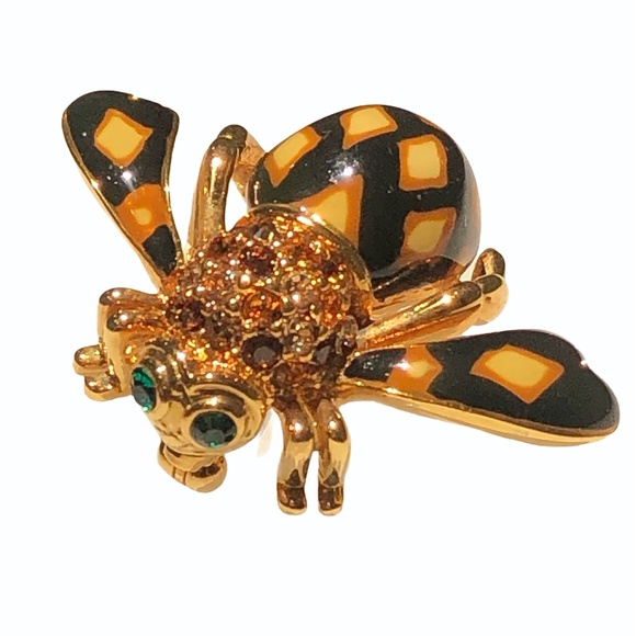 JOAN OF THE JUNGLE JOAN RIVERS ENAMEL BLACK BROOCH - Picture 5 of 16